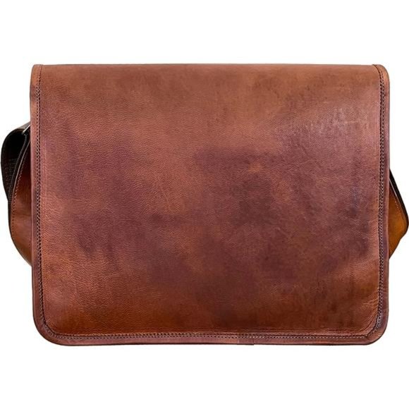 Leather Messenger Bag for Men Women - Full Grain Leather Laptop Satchel Bag - Picture 4 of 6
